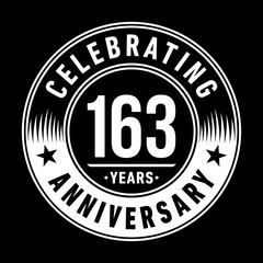 163 years anniversary celebration logo template. One hundred sixty three years vector and illustration.