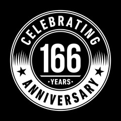 166 years anniversary celebration logo template. One hundred sixty six years vector and illustration.