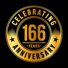 166 years anniversary celebration logo template. One hundred sixty six years vector and illustration.