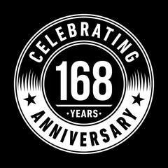 168 years anniversary celebration logo template. One hundred sixty eight years vector and illustration.