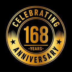 168 years anniversary celebration logo template. One hundred sixty eight years vector and illustration.