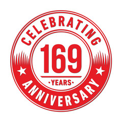 169 years anniversary celebration logo template. One hundred sixty nine years vector and illustration.