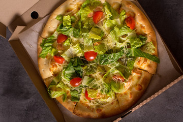 pizza with cheese and tomatoes