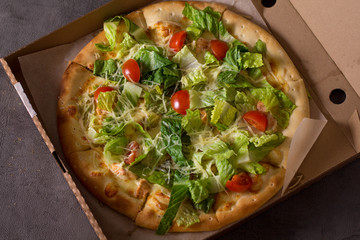 pizza with cheese and tomatoes