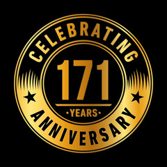 171 years anniversary celebration logo template. One hundred seventy one years vector and illustration.