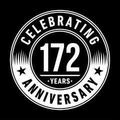 172 years anniversary celebration logo template. One hundred seventy two years vector and illustration.