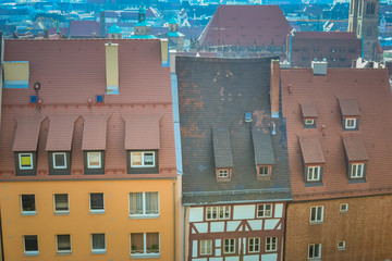 Nurenberg, Germany, 21 November 2019: Top view on the city from Nuremberg Castle view point.