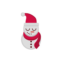 snowman with scarf and hat decoration happy christmas icon