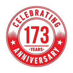 173 years anniversary celebration logo template. One hundred seventy three years vector and illustration.