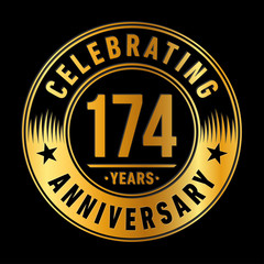 Fototapeta premium 174 years anniversary celebration logo template. One hundred seventy four years vector and illustration.