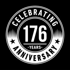 176 years anniversary celebration logo template. One hundred seventy six years vector and illustration.