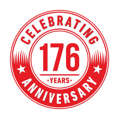 176 years anniversary celebration logo template. One hundred seventy six years vector and illustration.