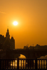 Fototapeta premium Paris and Sunset over the Seine River.