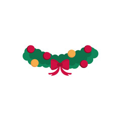 garland with balls bow decoration happy christmas icon
