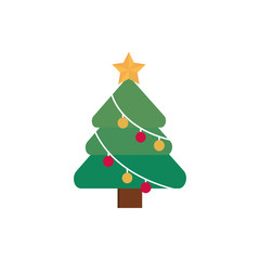tree star balls decoration happy christmas icon