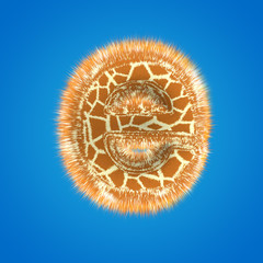 Giraffe 3d typography isolated on background. Animal alphabet 3d rendering  decorative wild zoo conceptual.