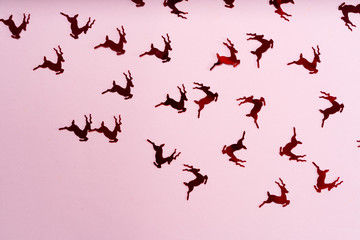 Christmas flat lay scene with golden decorations