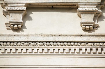 Vintage antique decorative classic white building facade