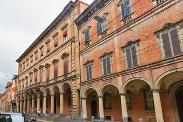 Fototapeta na wymiar Medieval Palazzo Bianchi in Bologna, Italy.
