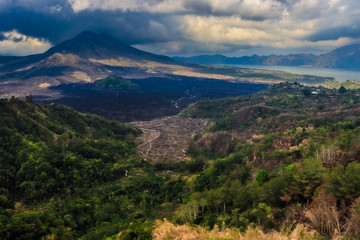 A beautiful view of Kintamani mountain in Bali, Indonesia.