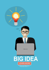 Flat design illustration concepts for big idea, marketing, brainstorming, business, analysis,company strategy, project management. Concept for web banner and promotional material.