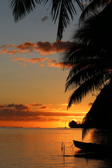 Tropical island sunrise on Moorea, Tahiti