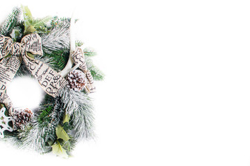 Christmas wreath isolated on white background