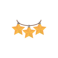 hanging gold stars decoration happy christmas icon