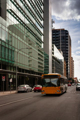 Fototapeta na wymiar Adelaide city bus traveling on Waymouth Street