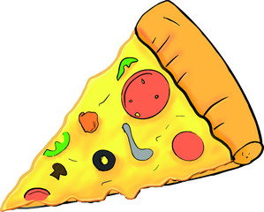 Cartoon pizza slice vector without background