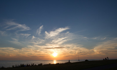Summer sunset sea view
