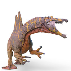 spinosaurus side attack in white background