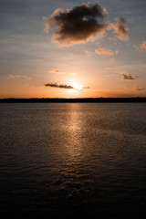 Romantic sunset over the river