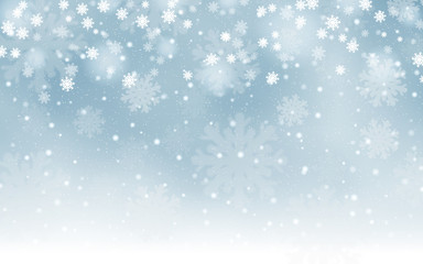 Christmas and New Year heavy snowfall vector background