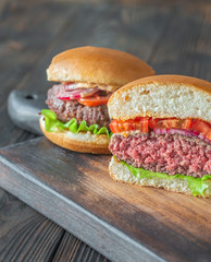 Hamburger on the cutting board