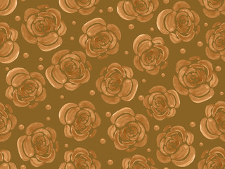 seamless watercolor pattern of golden roses.