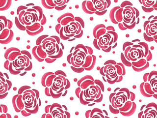 Watercolor seamless pattern. Roses.