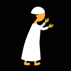 Muslim cartoon illustration of a praying hand