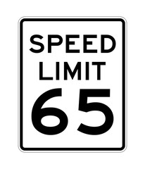 Speed limit 65 road sign in USA