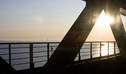 Fototapeta na wymiar Oresound Bridge seen from the train ride