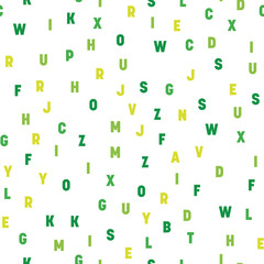 Seamless pattern of colorful letters. Random order signs. Vector background