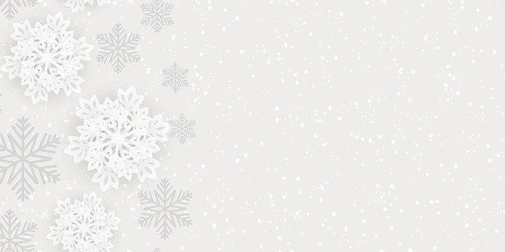 Horizontal seamless winter background with snowflakes