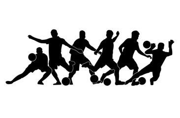Fototapeta na wymiar Football soccer player vector illustration silhouette colorful background sport people poster card banner design