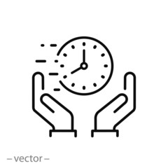 value save time icon, execute in fast deadline, quick designated, rapid thin line web symbol - editable stroke vector illustration eps10 - obrazy, fototapety, plakaty