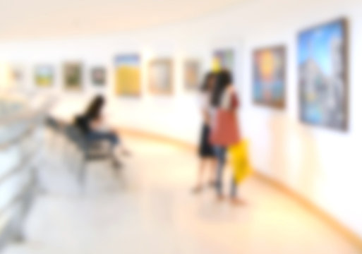 Art exhibition gallery blurry background