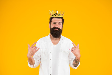 i am cool. brutal and handsome prince yellow background. Egoist selfish man. Narcissistic person....