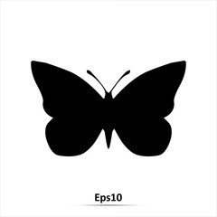 Butterflies icon. Vector silhouette illustration isolated on white background. EPS10