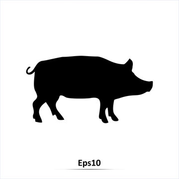 Silhouette of pig. Vector illustration. Eps10