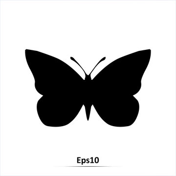 Butterflies icon. Vector silhouette illustration isolated on white background. EPS10