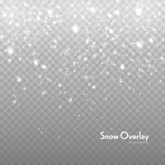 Falling snow vector background. Christmas decoration background with snoflakes. Magic snowfall winter effect.